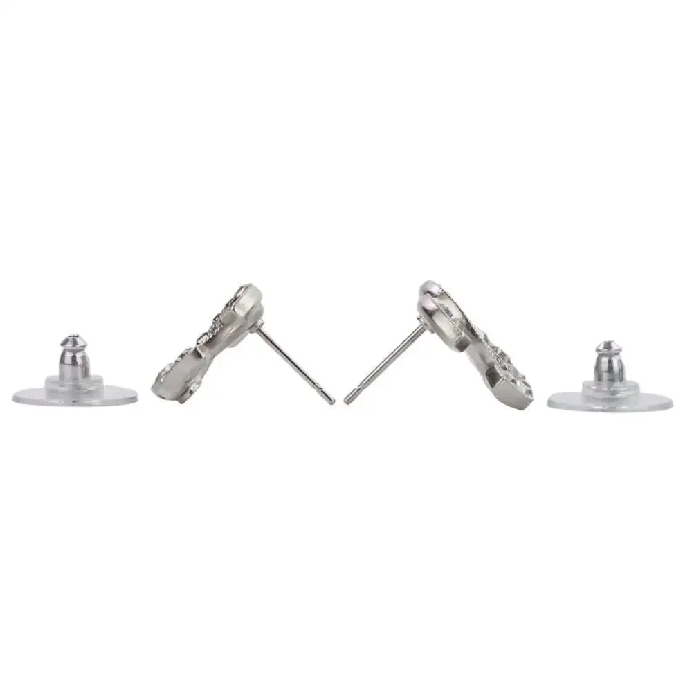 CHANEL Silver Logo Earrings